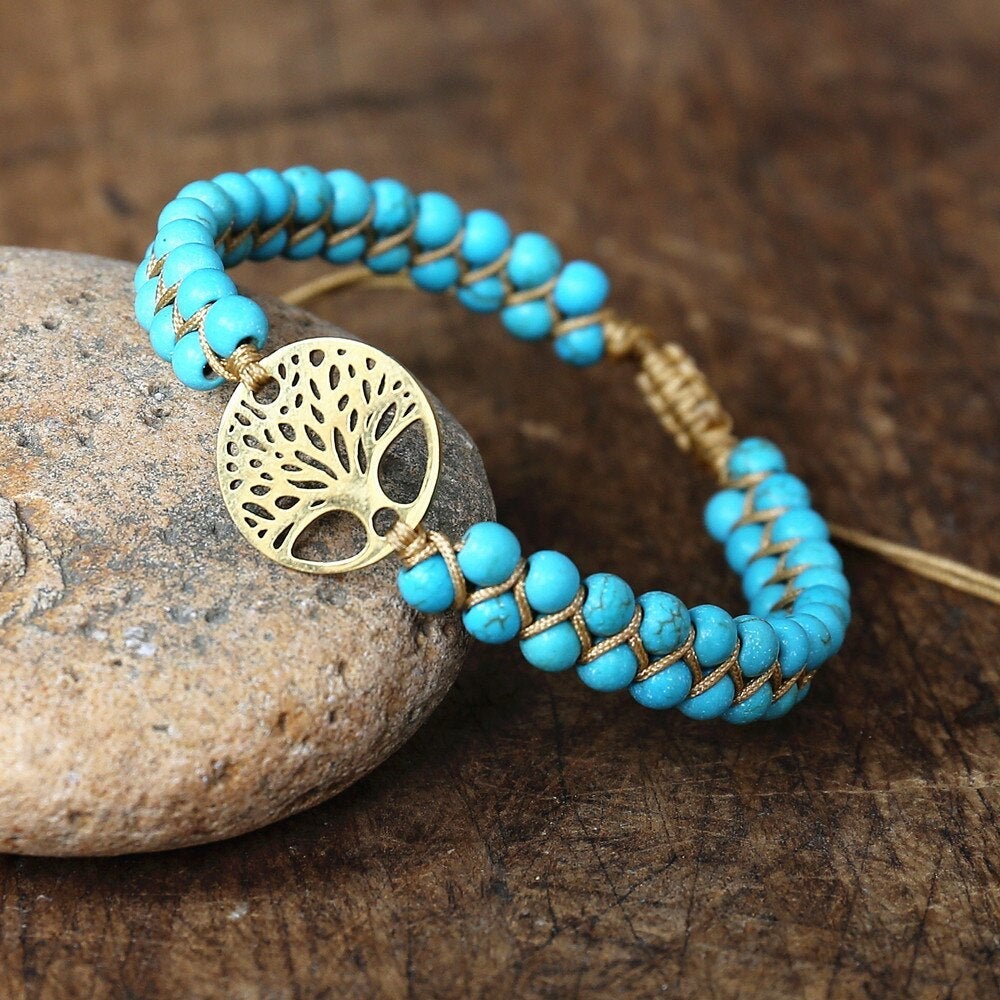 Armband Boom des Levens Handgemaakt Turkoois Steen