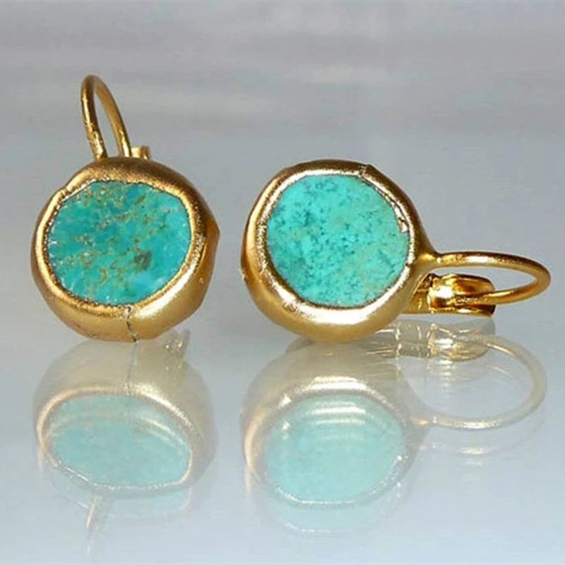 Gouden Oorringen met Turquoise Steen