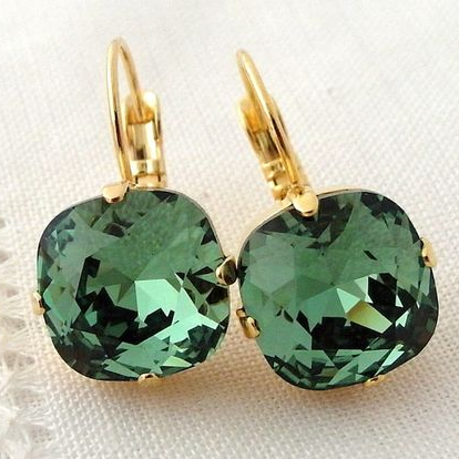 Groene Zirkonia Gouden Oorbellen