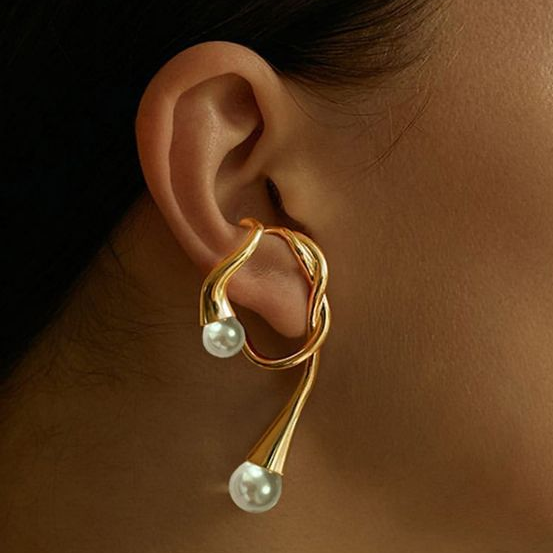 Vintage Gouden Irregulaire Witte Kristallen Oorbellen