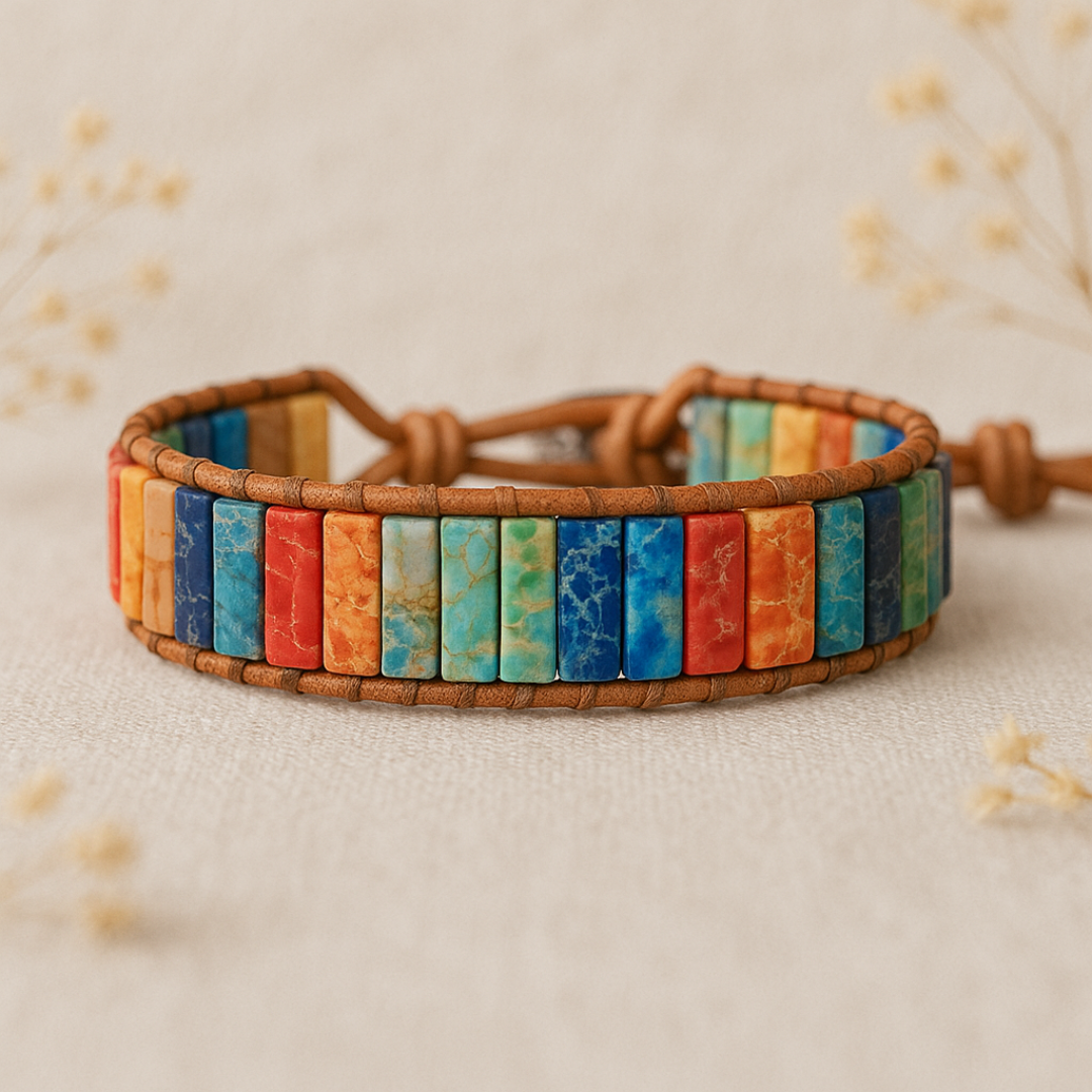 レインボージャスパーレザーブレスレット