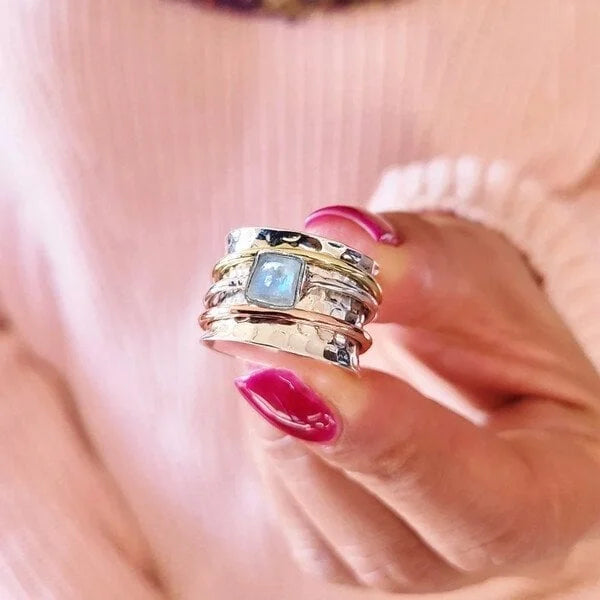 Chunky Maansteen Meditatie Ring