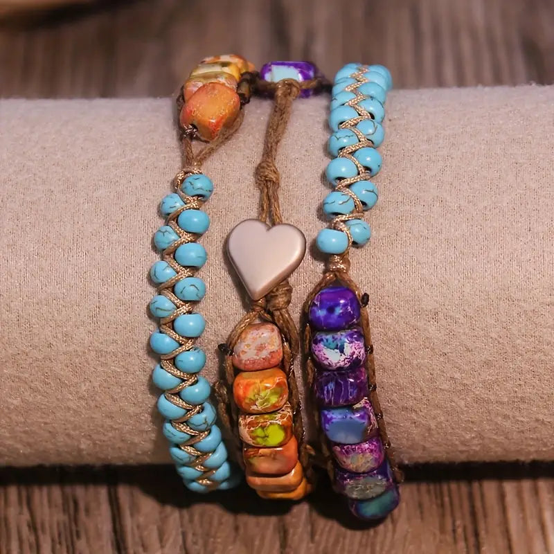 レインボーソウルハートブレスレット