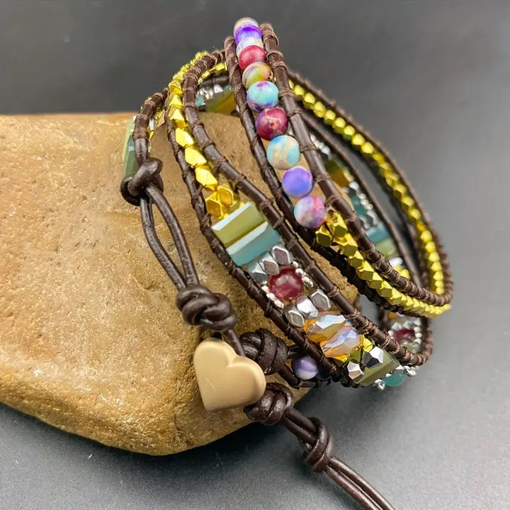 ボヘミアンラブクリスタルラップブレスレット