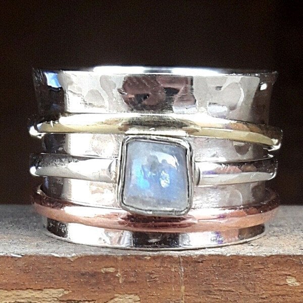 Chunky Maansteen Meditatie Ring