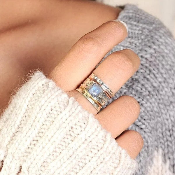 Chunky Maansteen Meditatie Ring