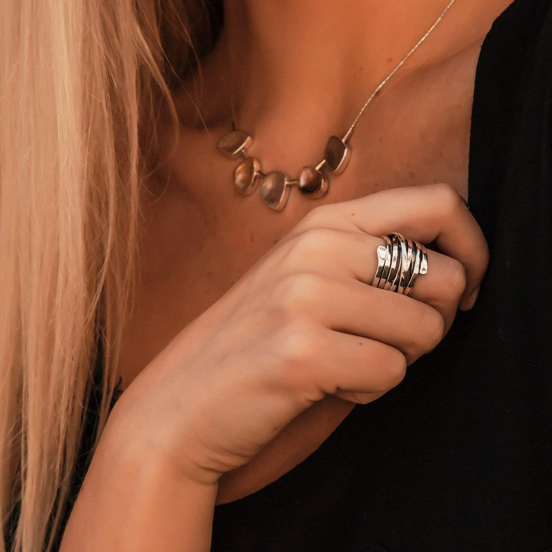 Hazel - Vintage Dikke Laag Zilveren Ring