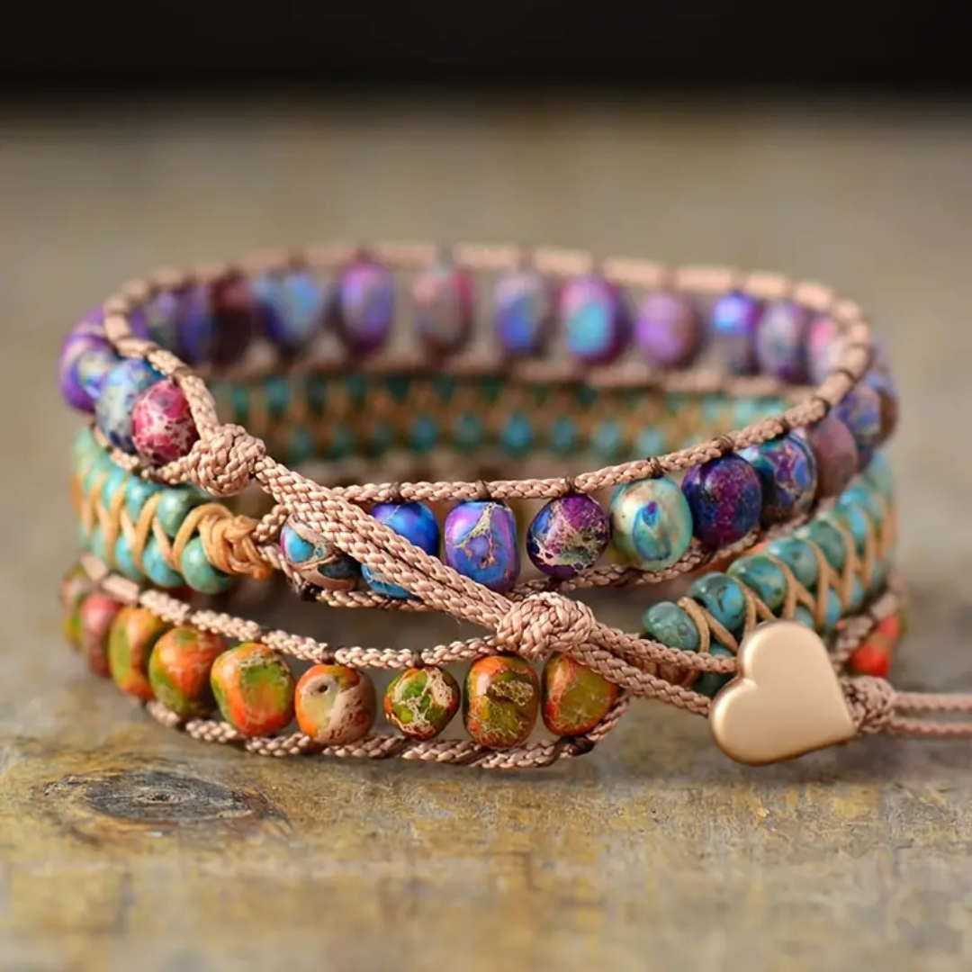 レインボーソウルハートブレスレット