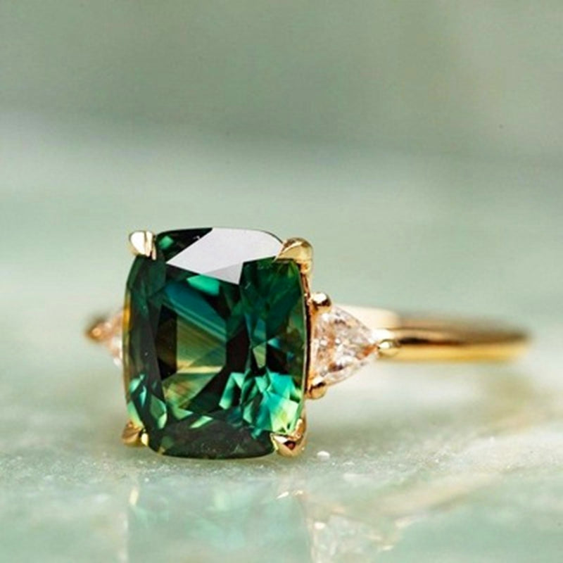 Groene Zirkonia Ring in Goud