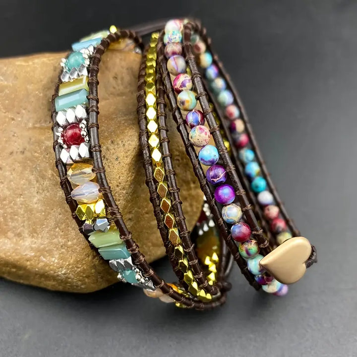 ボヘミアンラブクリスタルラップブレスレット