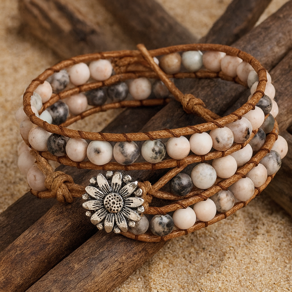 ブルーミングソウル – ロドナイトフラワーラップブレスレット