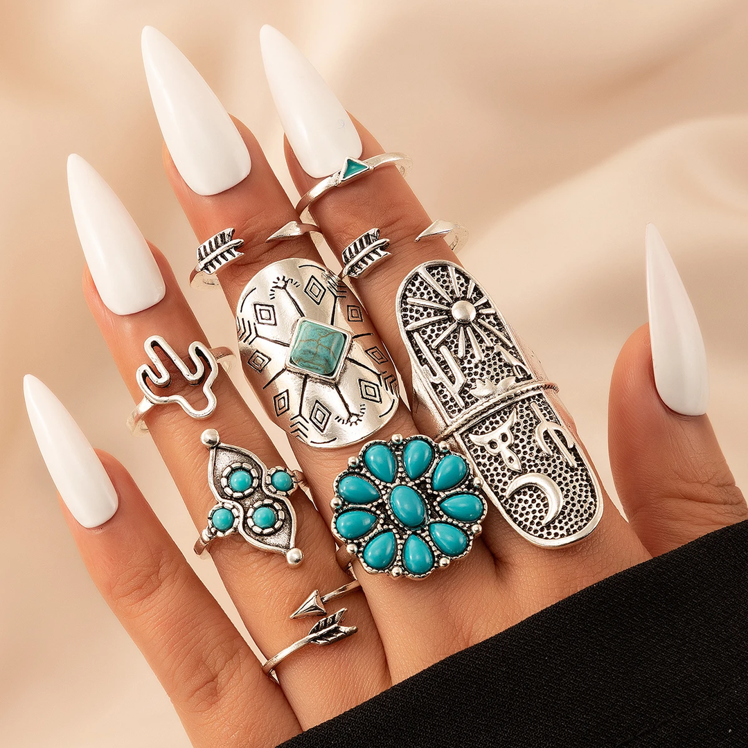 Vintage Turquoise Zilveren Ring Pack